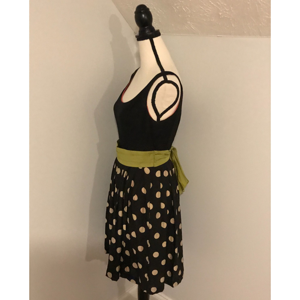 Anthropologie Corey Lynn Calter Polka Dot Fit Flare Dress Size 8 Slice of Lime - Picture 3 of 9